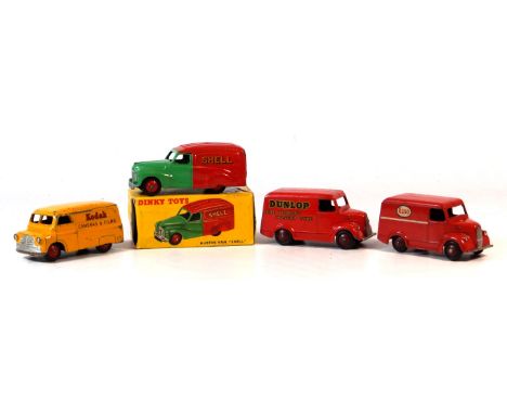 Four Dinky commercial diecast vans
Comprising boxed Austin van 'Shell' no. 470 and three unboxed vans comprising Bedford Koda