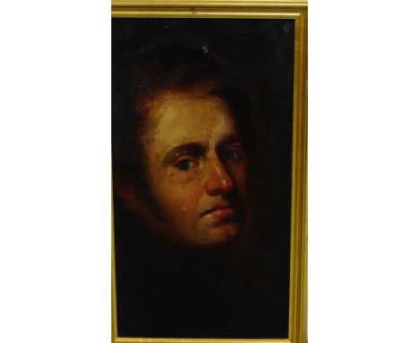 19th century School  'William Henry Howe, Head and Shoulders Portrait' Oil-on-Panel,  entitled on a paper label verso, in a g