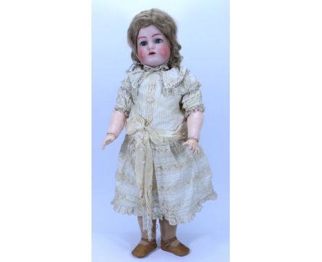 A large Kammer & Reinhardt/S&H all original doll in box, German 1910, with weighted blue glass eyes, real lashes and painted 