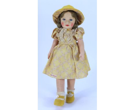 A Chad Valley Princess Margaret Rose cloth doll, English circa 1935, the pressed, moulded felt head with blue glass eyes, pai