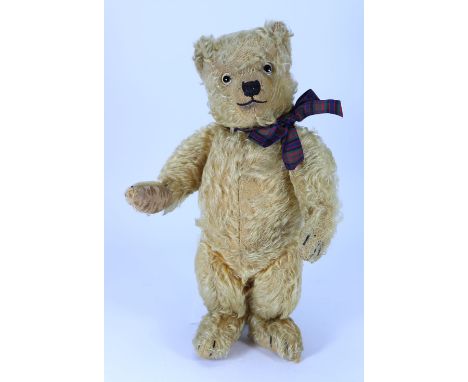 McFetteridge a nice Chiltern golden mohair Teddy bear, 1930s, with clear glass eyes, black stitched nose and mouth, swivel he