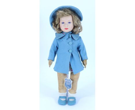 A Chad Valley Princess Margaret Rose cloth doll, English circa 1935, the pressed, moulded felt head with blue glass eyes, pai