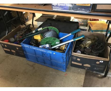A quantity of tools etc., in four boxes