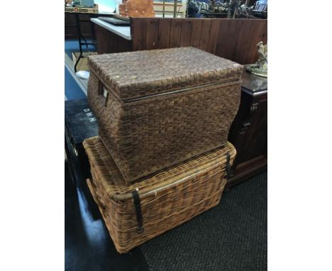 A wicker hamper and one other