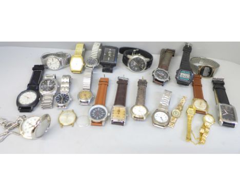 Twenty-three wristwatches for spares or repair, includes Sekonda, Guess and Timex 