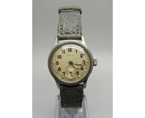 A gentleman's Timor military wristwatch, marked A.T.P. 67949 and with broad arrow, 30mm case 