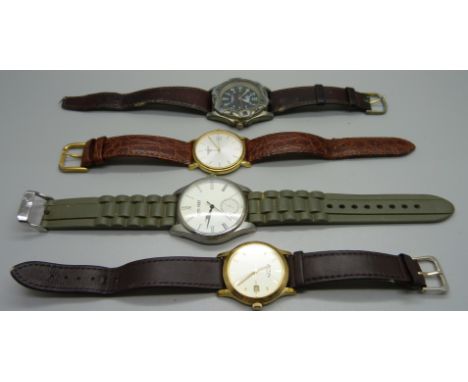 Four gentleman's wristwatches including Rotary and Tissot 