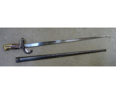 A French 1874 model bayonet with scabbard, matching numbers, 98331 