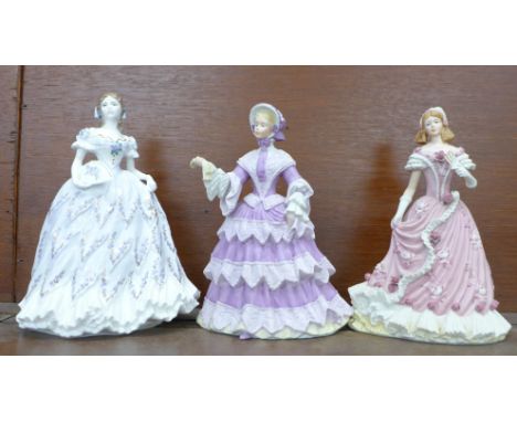 A Royal Worcester limited edition figure, The Last Waltz 4294/12500 and two Wedgwood limited edition figures commissioned by 