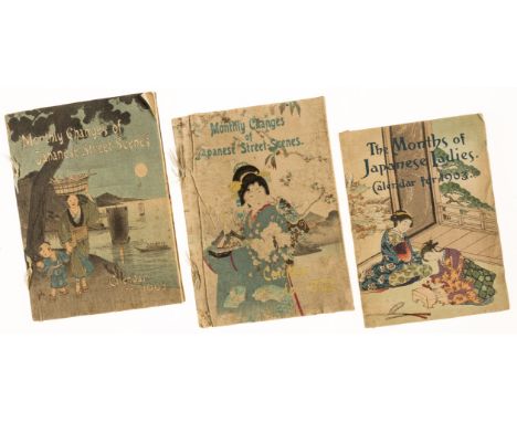 Hasegawa (Takejiro).- Monthly Changes of Japanese Street-Scenes. Calendar for 1902, some light soiling, upper cover creased, 