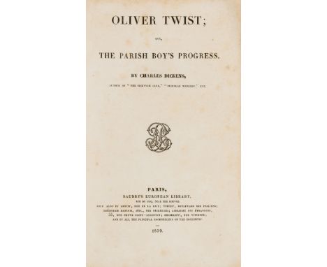 NO RESERVE Dickens (Charles) Oliver Twist, light foxing and finger-soiling, pencil inscriptions to half-title, contemporary h