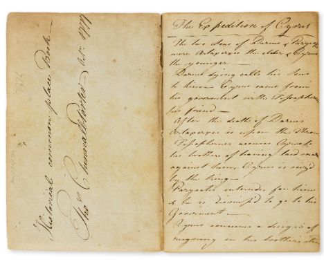 Xenophon. The Expedition of Cyrus, translated by Thomas Chinnall Porter, manuscript, 84pp., some light water-staining at foot