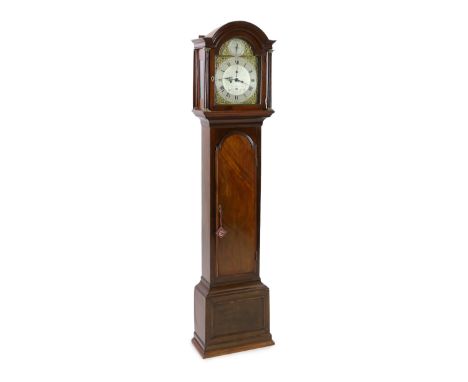 George Angus of Aberdeen. A George III mahogany eight day longcase clock, with plain case and arched silvered dial, engraved 