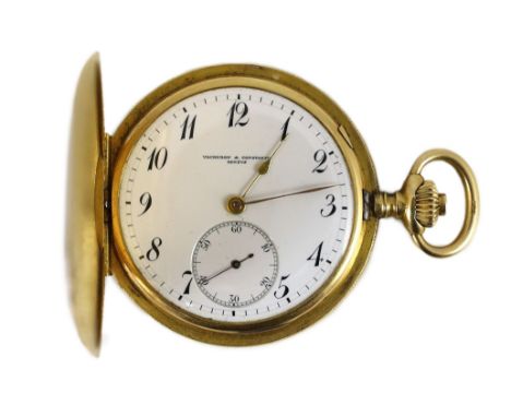 An early 20th century 18k gold Vacheron &amp; Constantin keyless hunter dress pocket watch, the textured case decorated with 