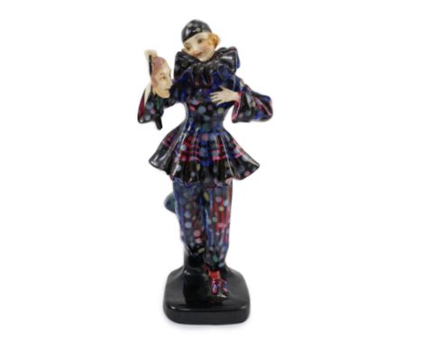 A rare Royal Doulton figure 'The Mask' HN1271, 16.4cm high, crack to base**CONDITION REPORT**Crack to the black enamel base c