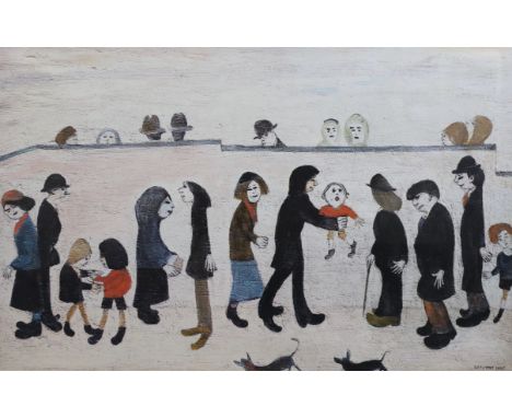§ § Laurence Stephen Lowry RA (1887-1976) 'Man Holding Child'offset lithograph in colourssigned in pencil and blindstamped48 