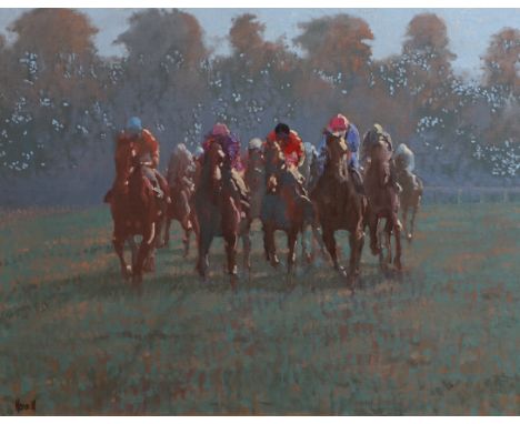§ § Peter Howell (b.1932) Racehorses on the straightoil on canvassigned60 x 75cm**CONDITION REPORT**Oil on original canvas in