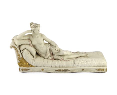 A Royal Worcester parian figure, after Antonio Canova, of Pauline Borghese as Venus Victorious, modelled by James Hadley, c.1