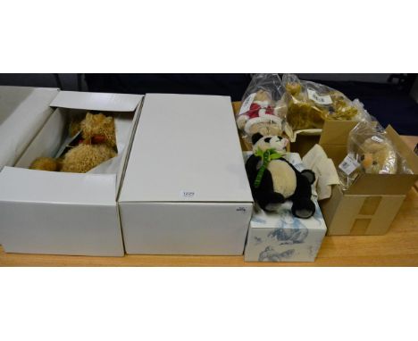 Three Ashton-Drake Perfect Companions large jointed teddy bears, boxed; a Steiff jointed golden mohair bear for Queens Jubile