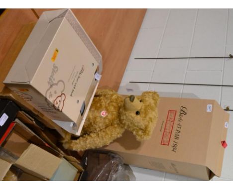 Large Steiff limited edition ''Baerle 43 PAB'' jointed teddy bear, 60cm, boxed; Steiff small teddy bear with book, ''125 year