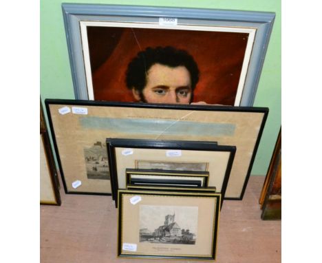 English School (early 19th century) Portrait of a gentleman, oil on canvas; together with various prints 18/19th century, inc