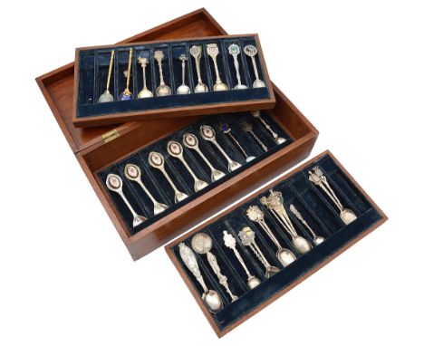 A collection of silver and silver plated souvenir coffee spoonsvarious dates, makerssome with enamel decoration to include a 