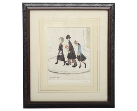 Laurence Stephen Lowry, RBA, RA, (British, 1887 - 1976)'The Family', print, signed in blue pen lower right, with impressed bl