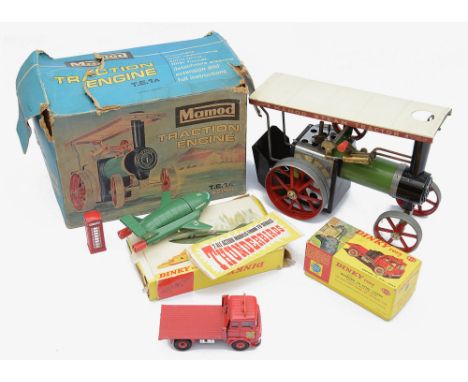 A small group of Dinky Toys and a Mamod Traction Engine,the Dinky Toys to include a boxed no. 101 Thunderbirds 2 and 4, a box