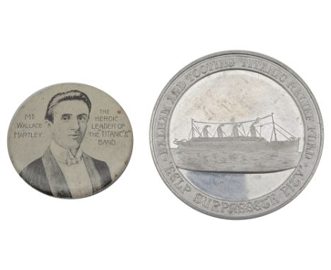 A Rare Balham and Tooting Titanic Relief Fund aluminium medallionobv. profile of the ship within inscription 'Balham and Toot