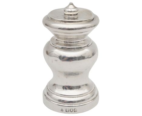 An Edwardian silver capstan pepper grinderLondon, 1903 by Holland Aldwinckle &amp; Slater, of plain baluster form, the mill s