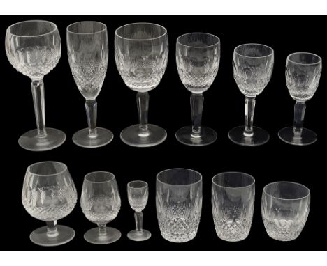 An extensive suite of Waterford Crystal Colleen pattern drinking glassesto include 12 large beakers, 12 small beakers, 12 tum