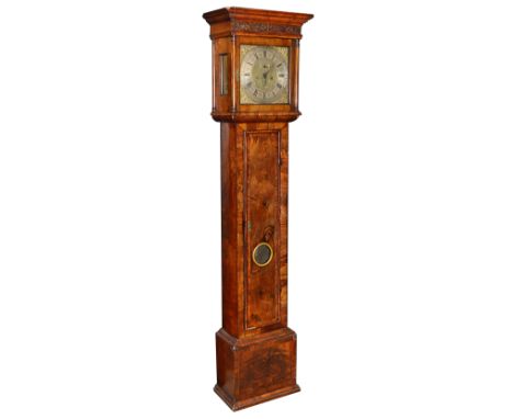 An early 18th century walnut cased 8 day longcase clock the 12" brass dial signed Benj. Martin Manchester on the silvered cha