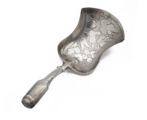 A George IV silver fiddle pattern caddy spoonBirmingham, 1824 by John Throppthe bowl of shovel form with foliate engraved dec