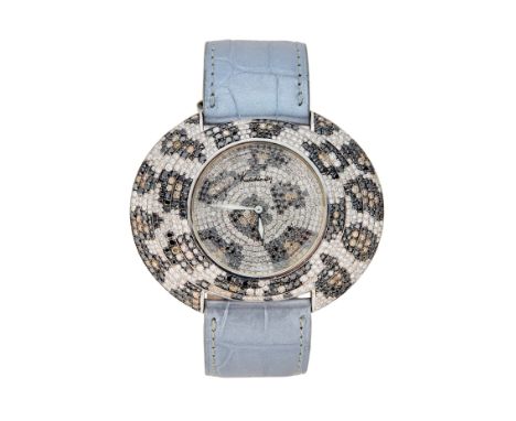 Kutchinsky. A diamond set quartz wristwatch Excentric, Limited edition no. 030, Circa 2000 Quartz movement, round dial and ov