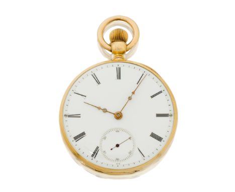 Patek Philippe & Co. A yellow gold open face keyless wind pocket watch  Case Number 12765,  Circa 1850 Jewelled Swiss lever m