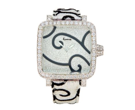 Kutchinsky. A diamond and pink topaz quartz wristwatch Convex, Limited edition no. 021 Quartz movement, pavé diamond square d