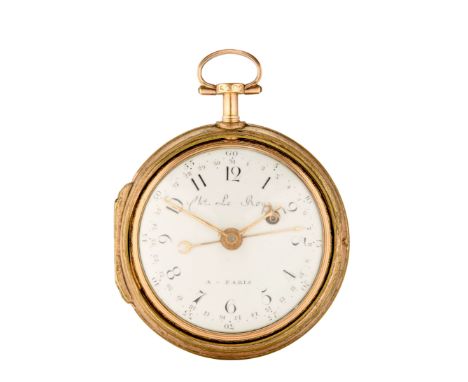 Charles Le Roy a Paris. An 18th century two colour gold and enamel calendar pair case pocket watch Circa 1760 Gilt full plate