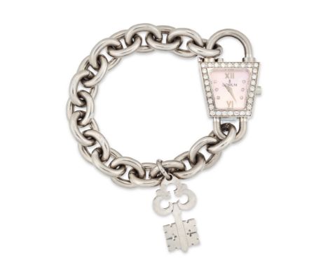 Corum. A stainless steel diamond bracelet watch Trapeze Padlock, Reference 137.414.47, Case number 1687695 Quartz movement, t