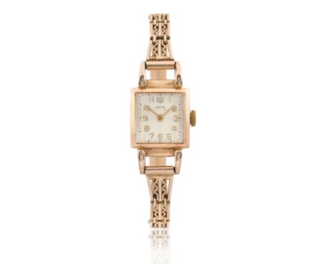 Zaria / Заря. Russian gold bracelet watch Soviet 14ct gold marked case, Circa 1964  16 jewel manual wind movement, silvered d