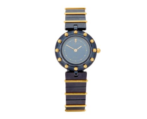 Corum. A stainless steel, gold and ceramic quartz bracelet watch Clipper Club, 384876, serial number 47425V36, Circa 1980 Qua