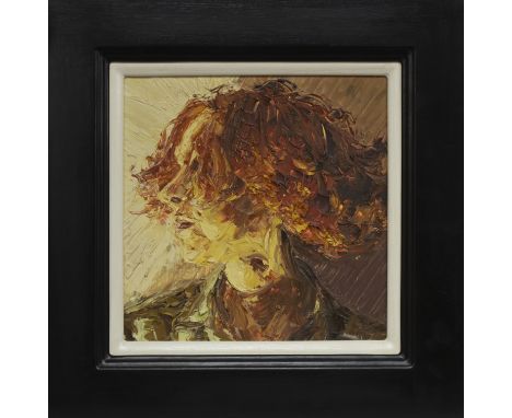 * GRAEME SHARP, JENNY II oil on canvas, initialled, titled label verso image size 31cm x 31cm, overall size 45cm x 45cm Frame