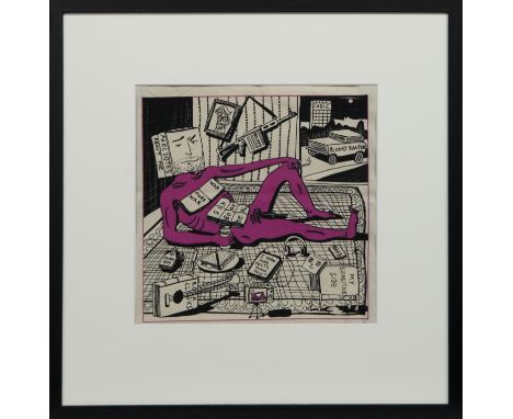 * GRAYSON PERRY RA (BRITISH b. 1960), BOOKS ARE MY BAG print on cotton canvas, monogrammed and dated 2015 verso image size 30