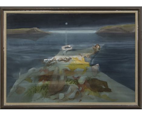 * DANNY FERGUSON RSW RGI (SCOTTISH 1925 - 1993), SHALLOWS watercolour on paper, signed; titled on RSW Exhibition label verso 