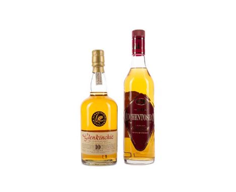 AUCHENTOSHAN 10 YEARS OLDSingle Malt Scotch Whisky70cl, 40% volume. GLENKINCHIE 10 YEARS OLDSingle Malt Scotch Whisky70cl, 43