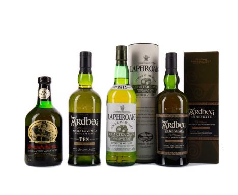 BUNNAHABHAIN AGED 12 YEARSSingle Malt Scotch Whisky70cl, 40% volume.LAPHROAIG QUARTER CASKSingle Malt Scotch Whisky70cl, 48% 