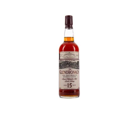 GLENDRONACH AGED 15 YEARSSingle Malt Scotch WhiskyMatured in sherry casks. 70cl, 40% volume.