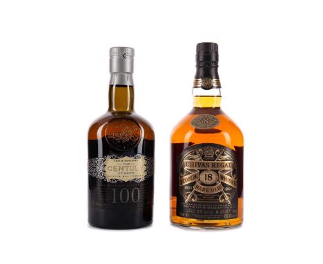 CHIVAS REGAL AGED 18 YEARS - ONE LITREBlended Scotch WhiskyOne litre, 40% volume.CHIVAS BROTHERS CENTURY OF MALTSBlended Malt