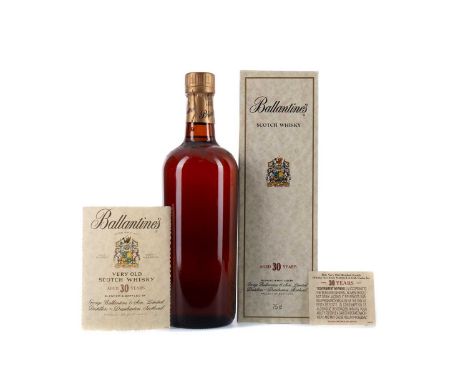 BALLANTINE'S AGED 30 YEARS - LABELS DETATCHEDSingle Malt Scotch Whisky75cl, no strengh stated, in carton. Please note labels 