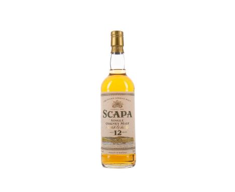 SCAPA AGED 12 YEARSSingle Malt Scotch Whisky70cl, 40% volume.Condition report: Seal partially broken, but mostly still in tac