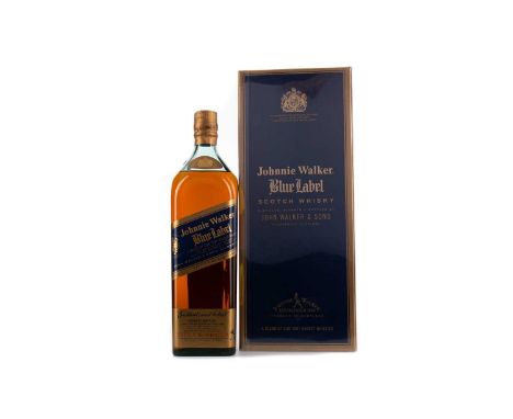 JOHNNIE WALKER BLUE LABEL - ONE LITREBlended Scotch WhiskyOne litre, 43% volume, in box.